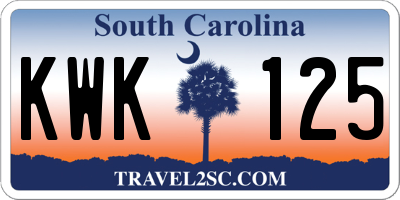 SC license plate KWK125