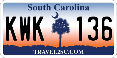 SC license plate KWK136
