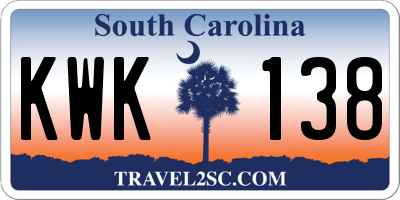SC license plate KWK138