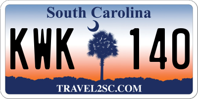 SC license plate KWK140