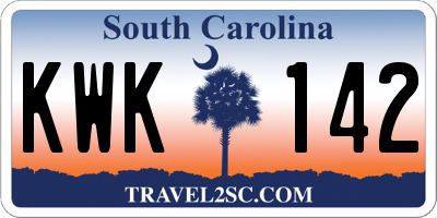 SC license plate KWK142