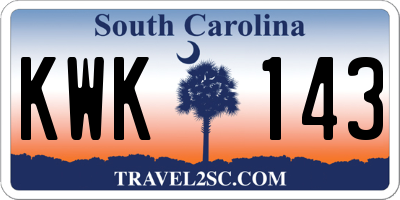 SC license plate KWK143