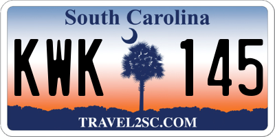 SC license plate KWK145