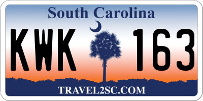 SC license plate KWK163