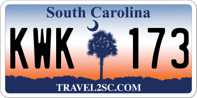 SC license plate KWK173