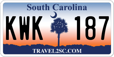 SC license plate KWK187