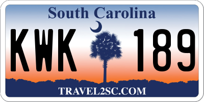 SC license plate KWK189