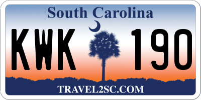 SC license plate KWK190