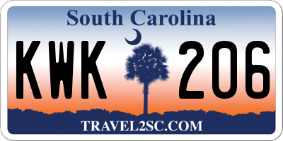 SC license plate KWK206