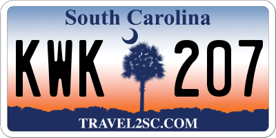SC license plate KWK207