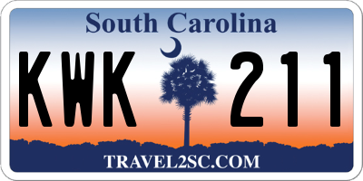 SC license plate KWK211