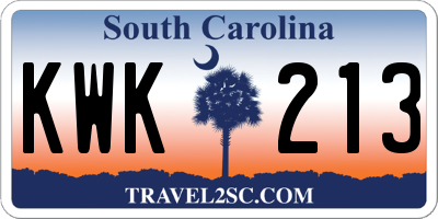 SC license plate KWK213