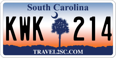 SC license plate KWK214