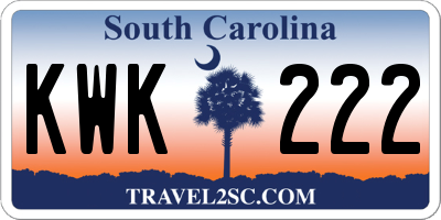 SC license plate KWK222