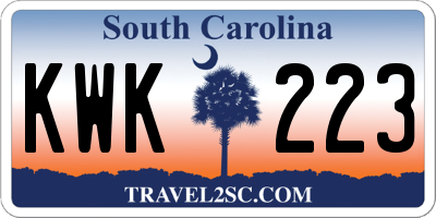SC license plate KWK223