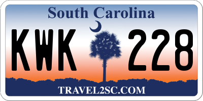 SC license plate KWK228