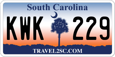 SC license plate KWK229