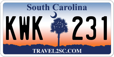 SC license plate KWK231