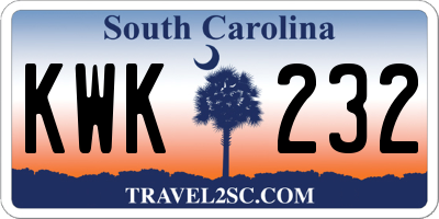 SC license plate KWK232