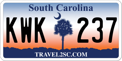 SC license plate KWK237