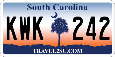 SC license plate KWK242