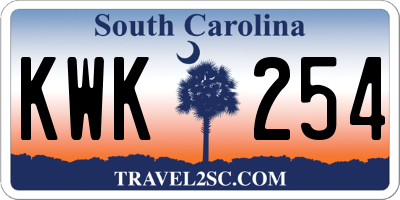 SC license plate KWK254