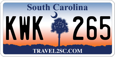 SC license plate KWK265