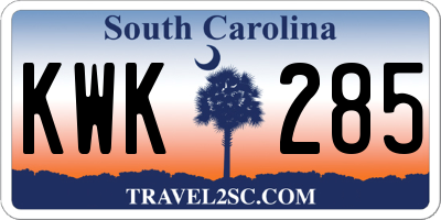 SC license plate KWK285