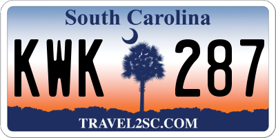 SC license plate KWK287