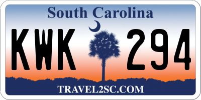 SC license plate KWK294