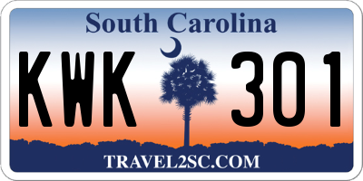 SC license plate KWK301