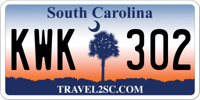 SC license plate KWK302