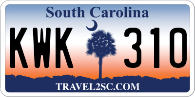 SC license plate KWK310