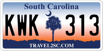 SC license plate KWK313