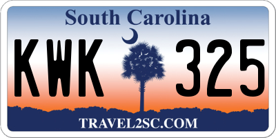 SC license plate KWK325