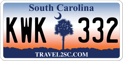 SC license plate KWK332