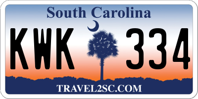 SC license plate KWK334