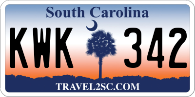 SC license plate KWK342
