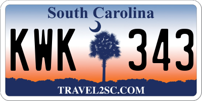 SC license plate KWK343