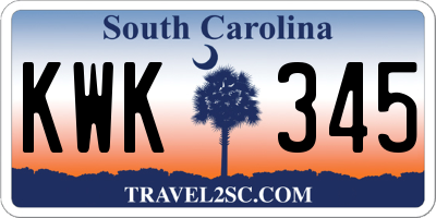 SC license plate KWK345