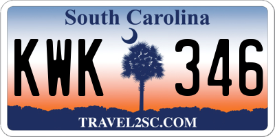 SC license plate KWK346