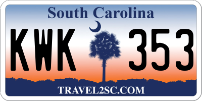 SC license plate KWK353