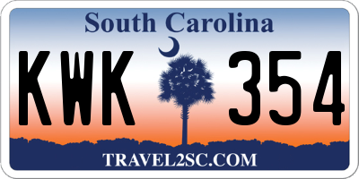 SC license plate KWK354