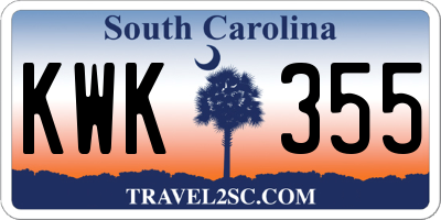 SC license plate KWK355