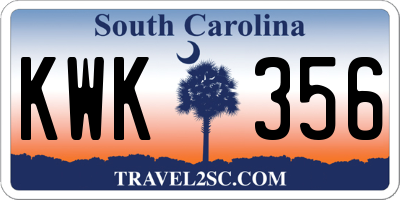 SC license plate KWK356