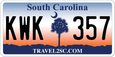 SC license plate KWK357
