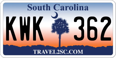 SC license plate KWK362