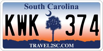 SC license plate KWK374
