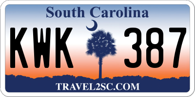 SC license plate KWK387