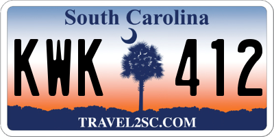SC license plate KWK412